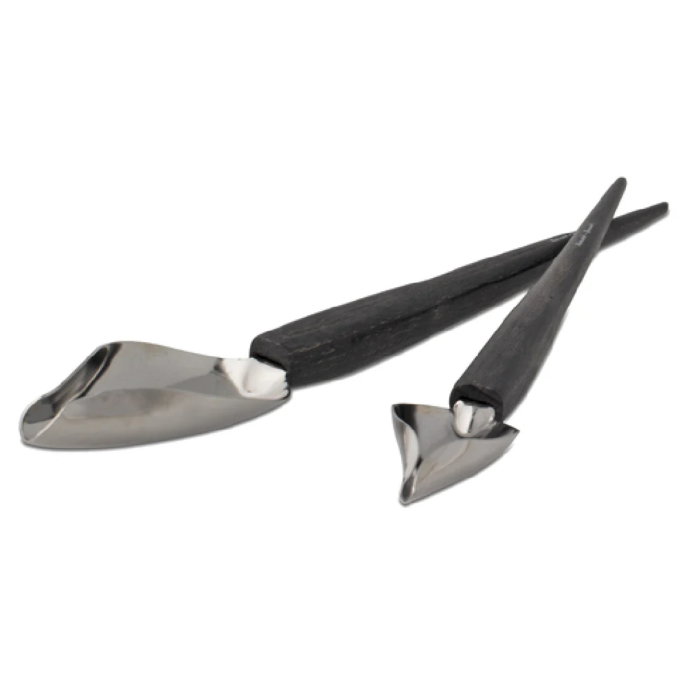 JB Prince B110 7-1/2 Inch Teaspoon 9 Inch Tablespoon Deco Spoon Set with Wood Handle Stainless Steel