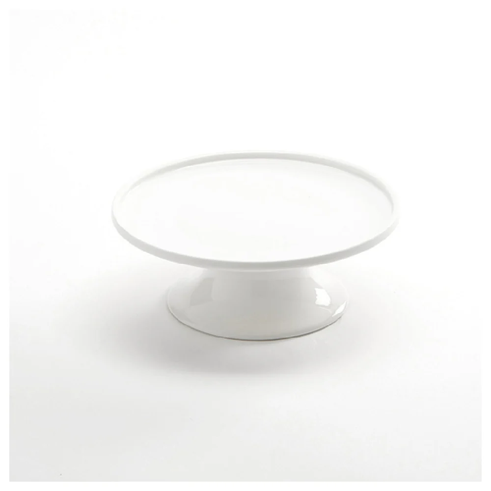American Metalcraft PSP8 8 Inch Round Cake Display Stand with Porcelain White Finish