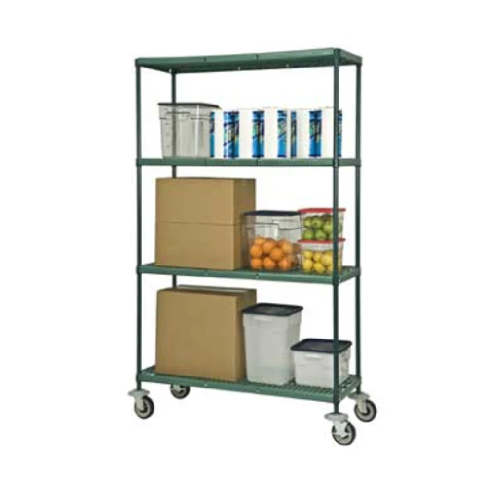 1880 Hospitality FMPS1848694 48 Inch Focus Foodservice Mobile Shelving Cart with 4 Shelves