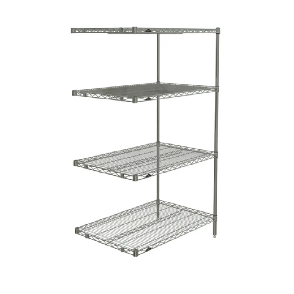 Metro AN536BR 36 Inch Add-On Shelving Unit with 4 Wire Shelves Zinc Finish