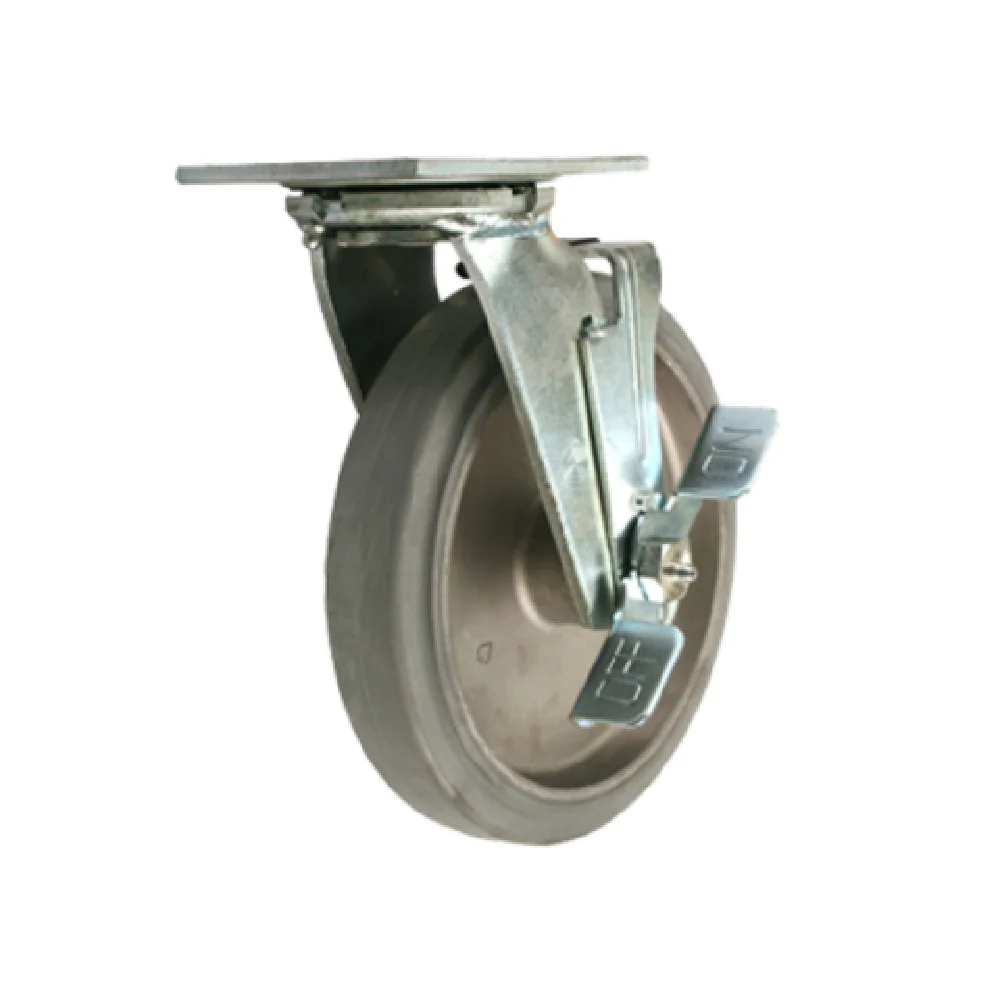 Forbes Industries 1639-S/BK 8 Inch Caster Swivel with Brake Cast Aluminum Hub MOR Gray Wheel Forbes Industries 1639-S/BK 8 Inch Caster Swivel with Brake Cast Aluminum Hub MOR Gray Wheel