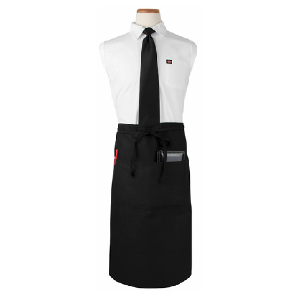 2PWABK Waist Apron 33 Inch Black DuraSure Polyester 2 Pocket - 24 Packs