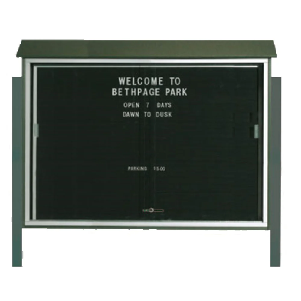 Aarco PLDS4052LDPP-4 52 Inch Message Center 40 Inch Freestanding Letter Board Plastic Lumber with Sliding Doors Aarco PLDS4052LDPP-4 52 Inch Message Center 40 Inch Freestanding Letter Board Plastic Lumber with Sliding Doors