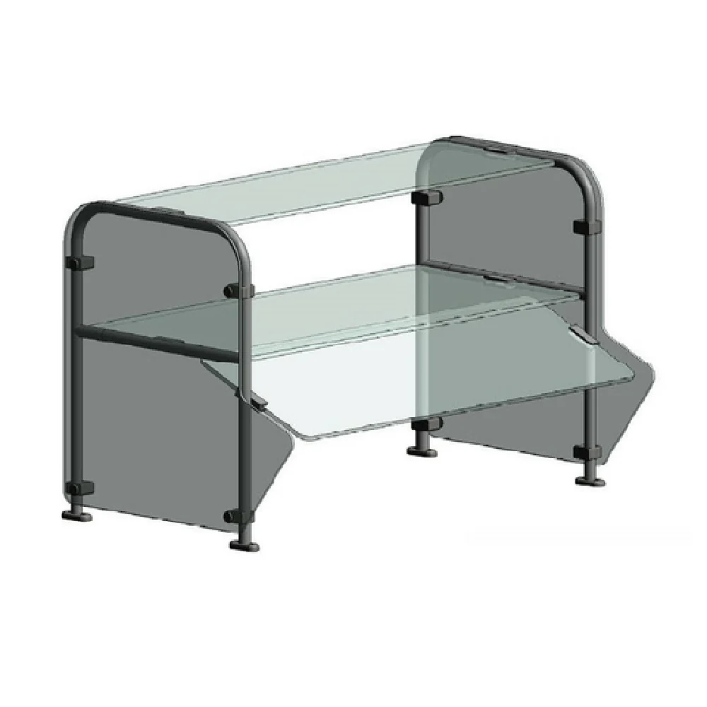 Randell RSB-DTSSNA-60 59-3/4 Inch Standard Breath Guard Single-sided Double-tier Tempered Glass Stainless Steel with Descriptors Randell RSB-DTSSNA-60 59-3/4 Inch Standard Breath Guard Single-sided Double-tier Tempered Glass Stainless Steel with Descriptors