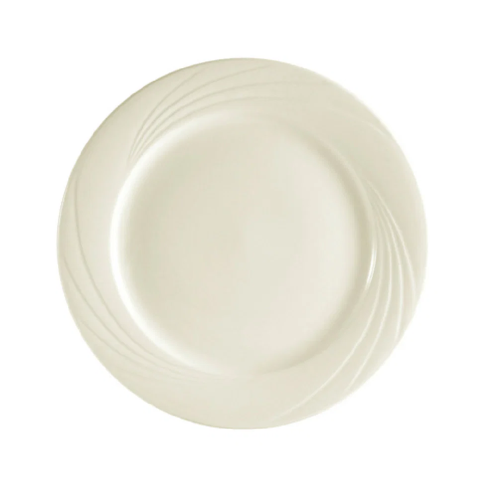 CAC China GAD-9 9-3/4 Inch Round Plate Embossed Porcelain Bone White