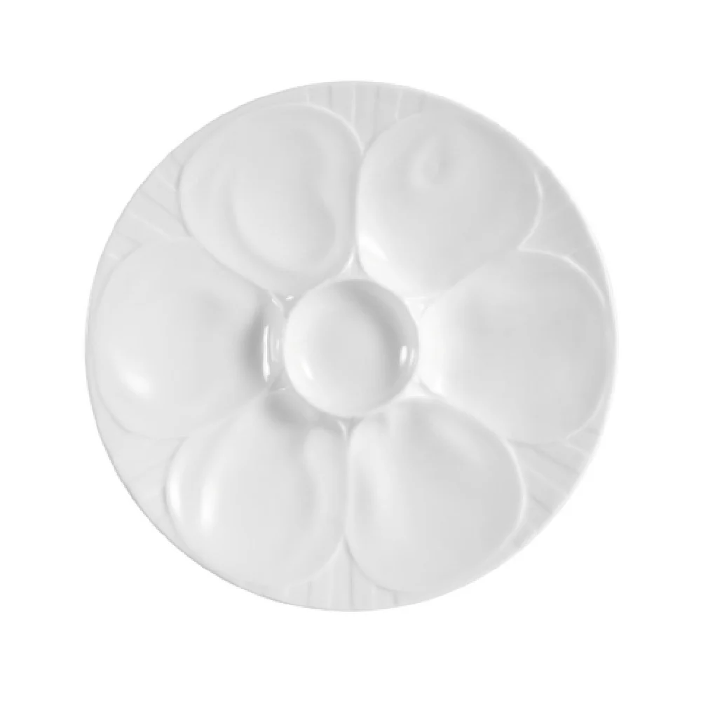 CAC China OYS-9 9 Inch Accessories Oyster Plate Porcelain with 7 Compartments