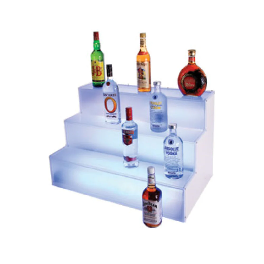 Cal Mil LQ31 30 Inch Frost Lit Liquor Display Countertop 3-step Tier Acrylic