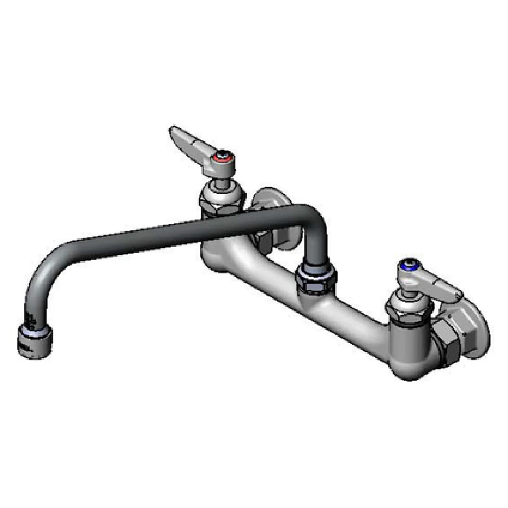 T&S Brass B-0231-CR-SC-F1 Faucet Wall Mount 12 Inch Nozzle Double Handle Low Lead Vandal Resistant