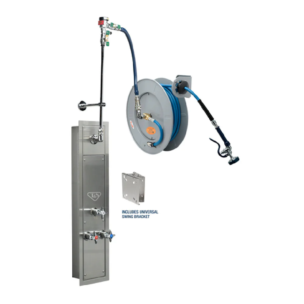 T&S Brass B-7242-U01WS8BC 50' Epoxy Coated Open Hose Reel With Stainless Steel Surface Cabinet With Bottom Inlets T&S Brass B-7242-U01WS8BC 50' Epoxy Coated Open Hose Reel With Stainless Steel Surface Cabinet With Bottom Inlets
