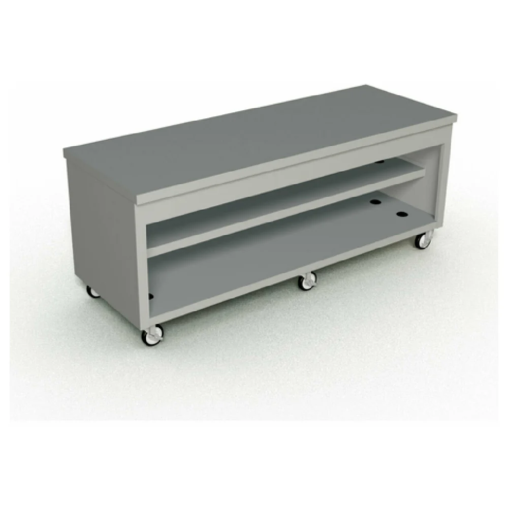 Duke TST-88PG_217120 88 Inch Solid Top Unit Mobile Utility Counter Stainless Steel and Paint Grip Steel with Undershelves
