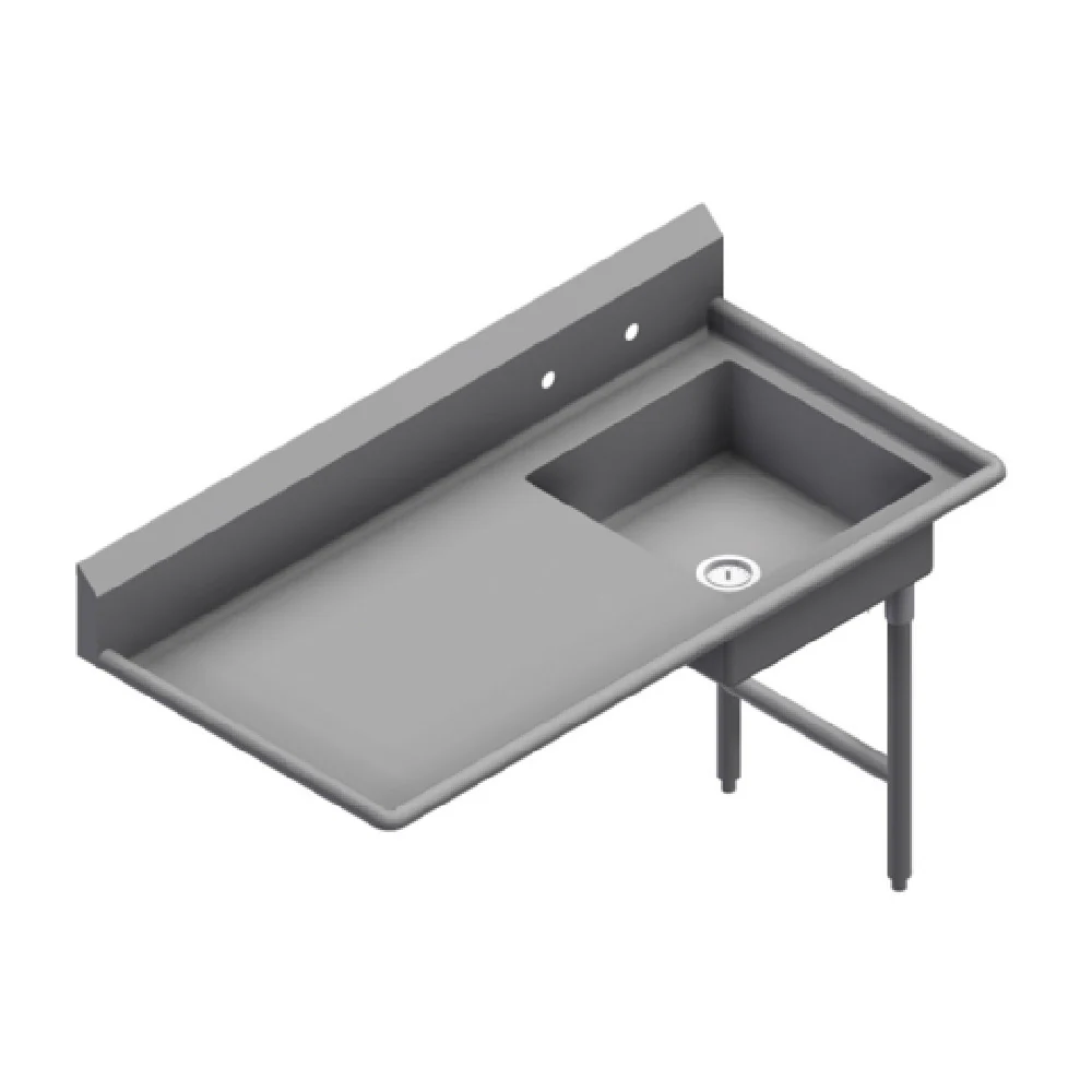 Winholt UDT-16-L-72L 72 Inch Undercounter Dish Table Stainless Steel Pre-rinse Bowl