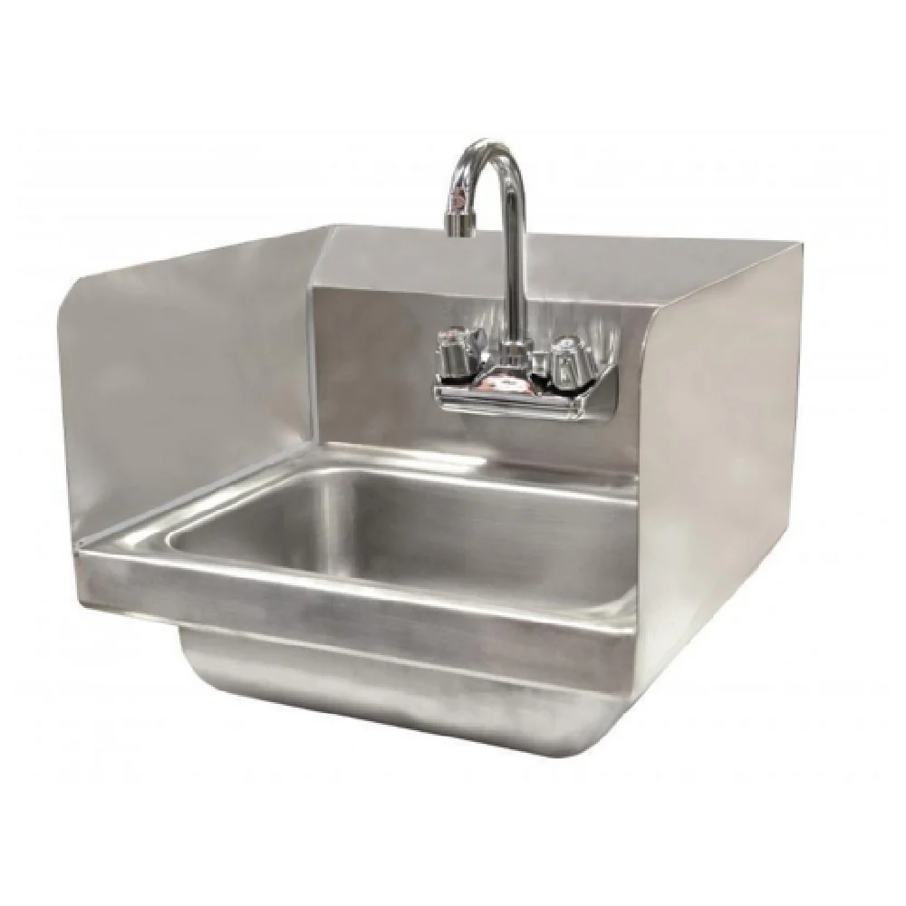 Omcan 37867 14 Inch Hand Sink Wall Mount with Gooseneck Faucet Stainless Steel