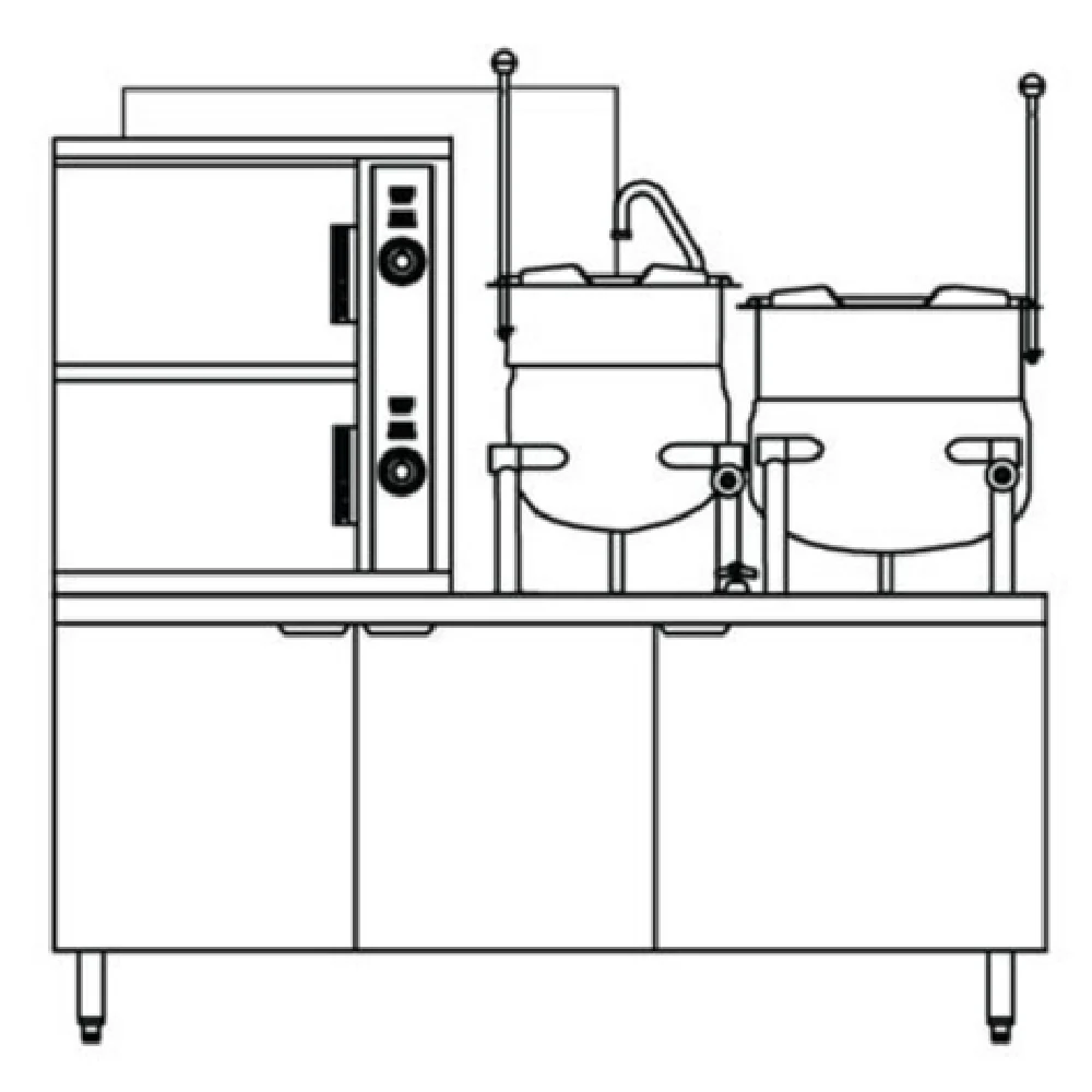Crown Steam GCX-10-6-6_LP 60 Inch Gas Convection Steamer Kettle 2 Kettles with Automatic Blowdown Crown Steam GCX-10-6-6_LP 60 Inch Gas Convection Steamer Kettle 2 Kettles with Automatic Blowdown