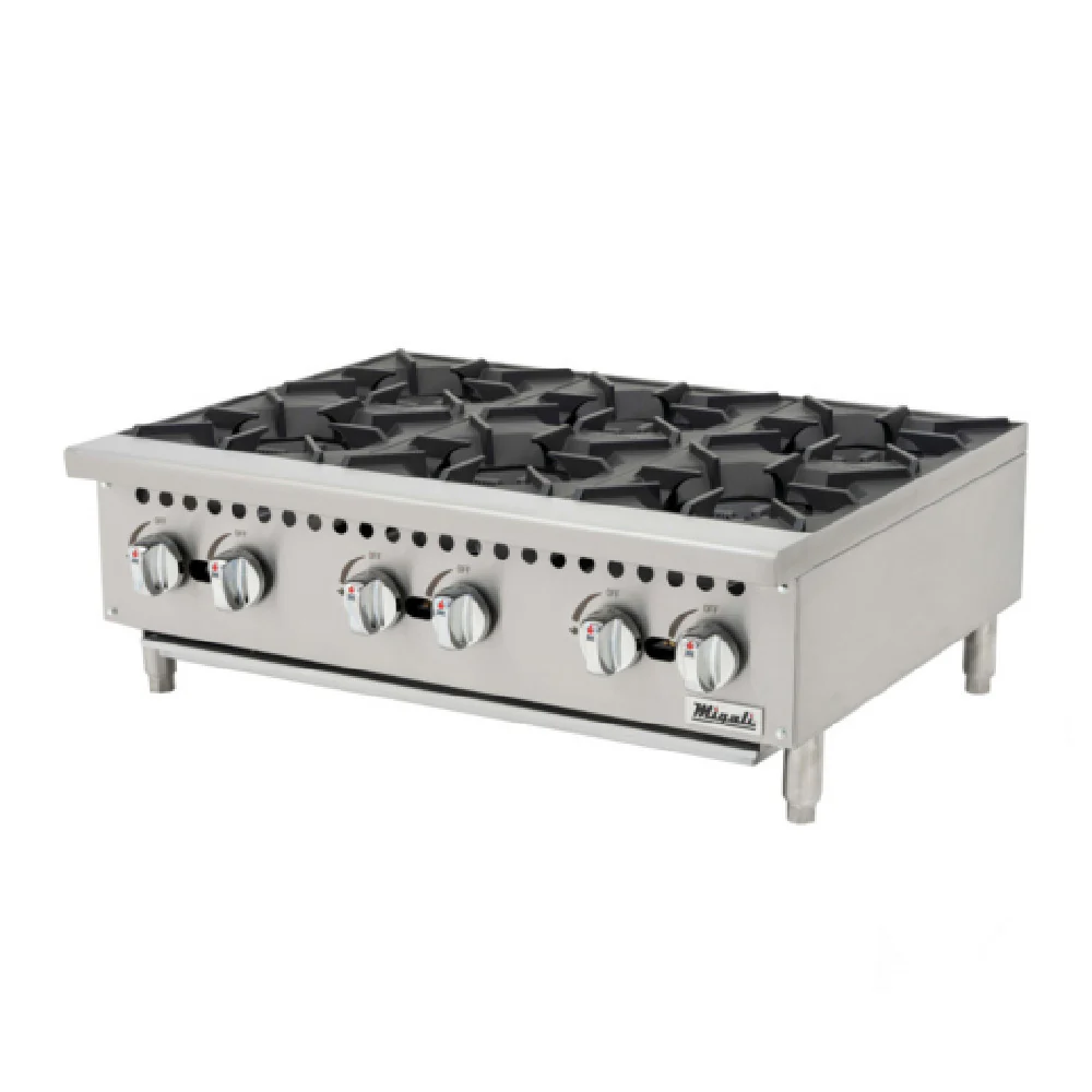 Migali Industries C-HP-6-36 36 Inch Gas Hotplate with 6 Burners 150000 BTU Migali Industries C-HP-6-36 36 Inch Gas Hotplate with 6 Burners 150000 BTU