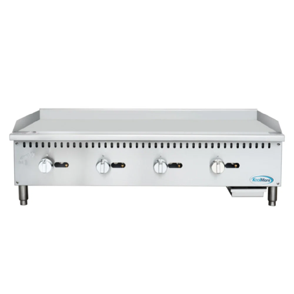 Koolmore KM-GG4-48M 48 Inch Commercial Griddle Gas 4 Burner 120000 BTU with Drip Tray Koolmore KM-GG4-48M 48 Inch Commercial Griddle Gas 4 Burner 120000 BTU with Drip Tray