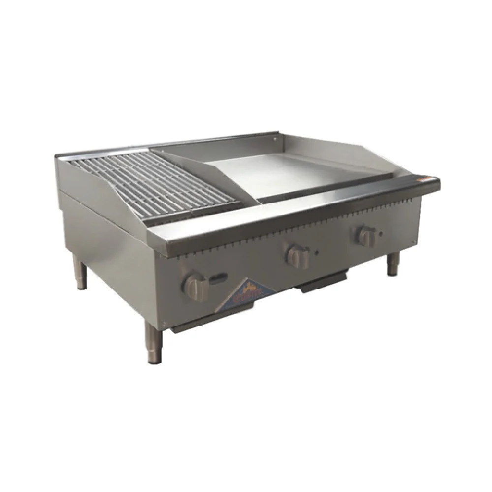 Comstock-Castle CS12RB-24G 36 Inch Gas Char-Broiler and Griddle with Manual Controls 95000 BTU