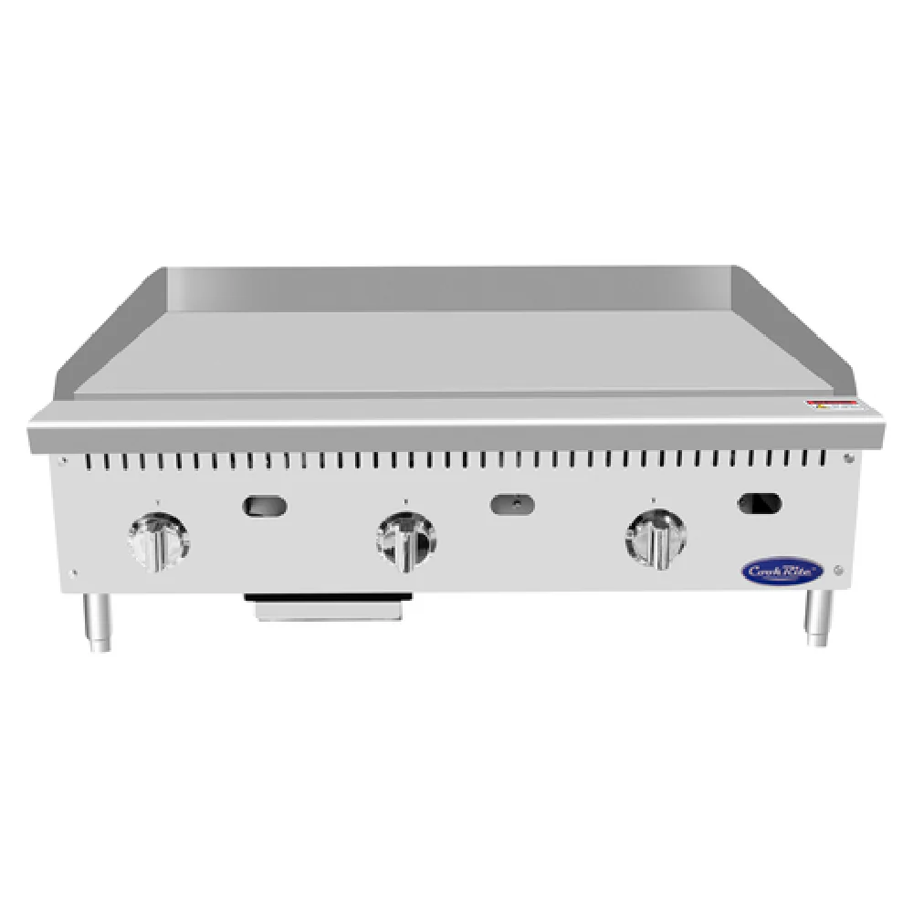 Atosa ATTG-36_NAT 36 Inch Gas Griddle CookRite Countertop 3 Burners 75000 BTU Atosa ATTG-36_NAT 36 Inch Gas Griddle CookRite Countertop 3 Burners 75000 BTU