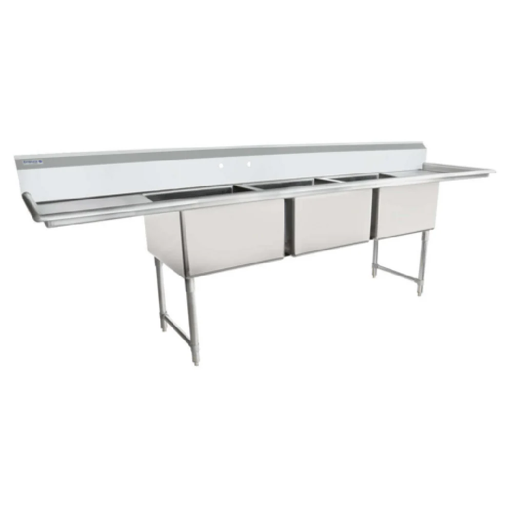 Empura EHD32424LR24 124 Inch Heavy Duty Sink with 3 Bowls and Drainboards Empura EHD32424LR24 124 Inch Heavy Duty Sink with 3 Bowls and Drainboards