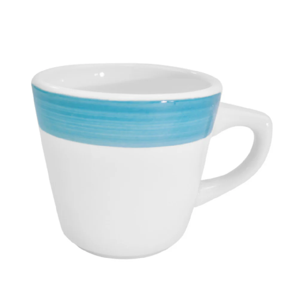 CAC China R-1-BLU 7-1/2 Oz Rainbow Coffee Cup Ceramic Blue - 3 Dozen Cases