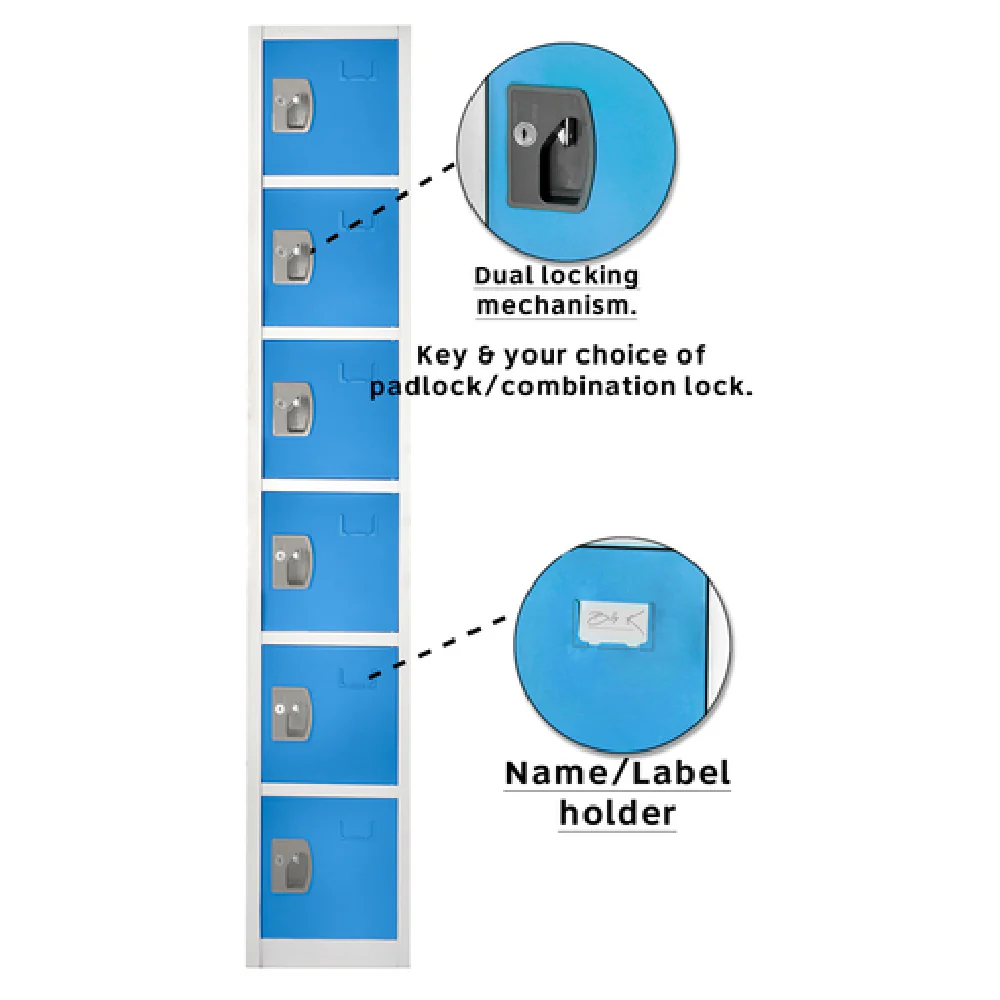 Alpine Industries ADI629-206-BLU 12 Inch Steel Locker 6 Tiers Blue Finish Alpine Industries ADI629-206-BLU 12 Inch Steel Locker 6 Tiers Blue Finish