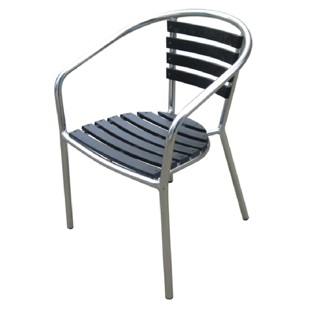 JMC Furniture PINZON BLACK ARM CHAIR 16 Inch Width Stacking Outdoor Chair Aluminum Synthetic Teak JMC Furniture PINZON BLACK ARM CHAIR 16 Inch Width Stacking Outdoor Chair Aluminum Synthetic Teak