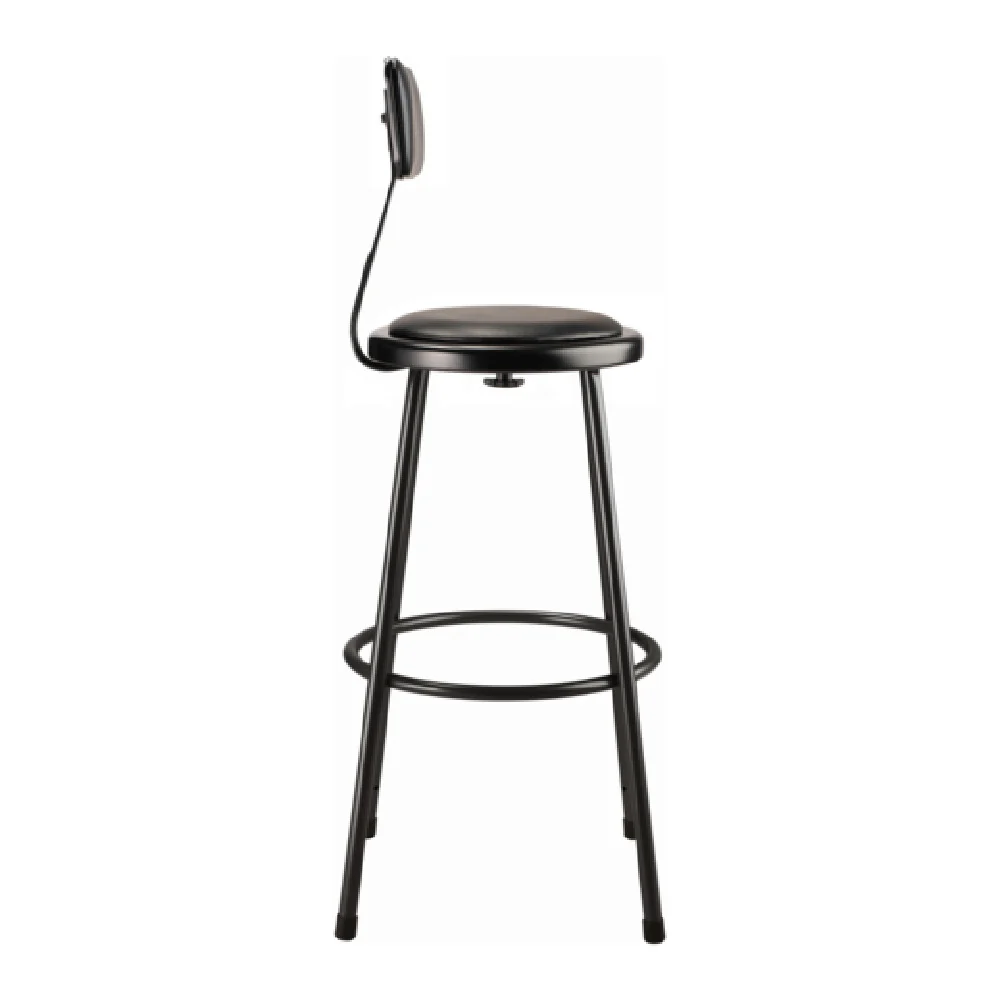 National Public Seating 6430B-10 14 Inch Black Vinyl Padded Steel Stool with Backrest National Public Seating 6430B-10 14 Inch Black Vinyl Padded Steel Stool with Backrest