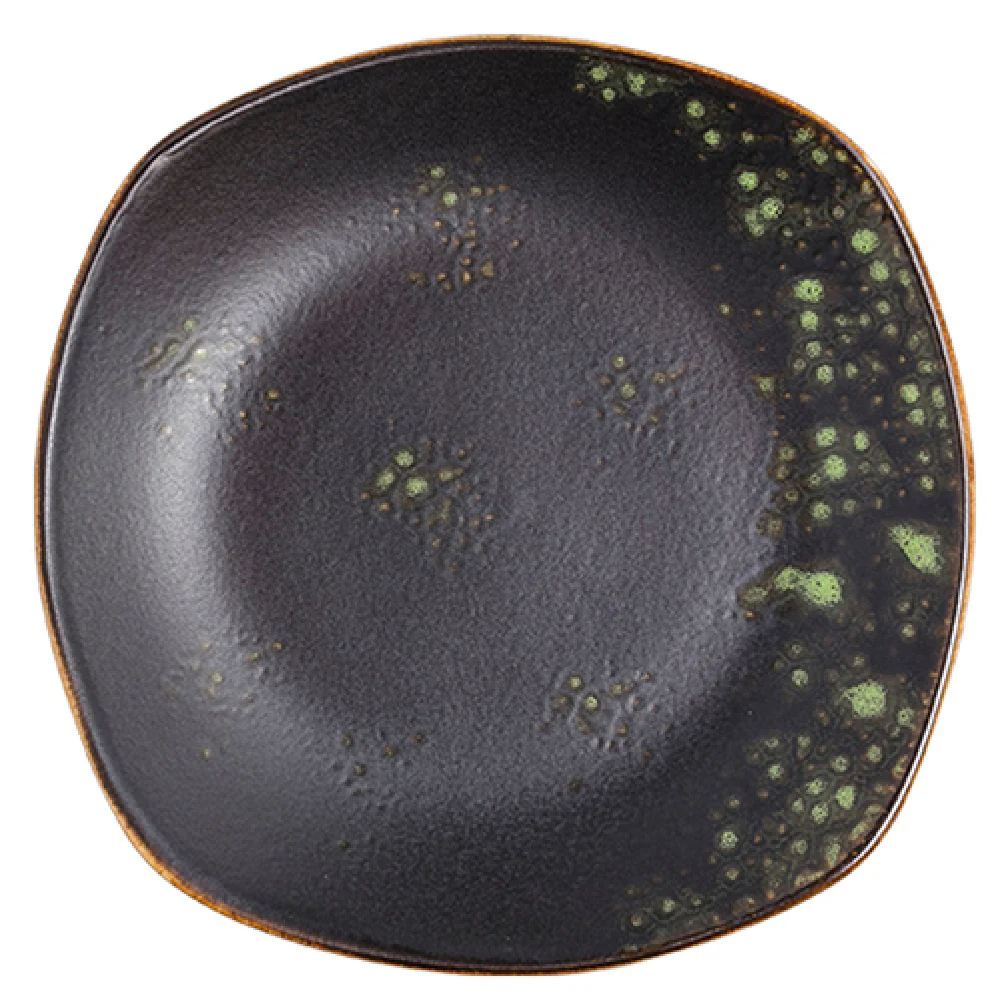 Vertex China LMJ-S16 10 Inch Square Plate Hand Painted Porcelain Matte Black Jade Reactive Glaze Vertex China LMJ-S16 10 Inch Square Plate Hand Painted Porcelain Matte Black Jade Reactive Glaze