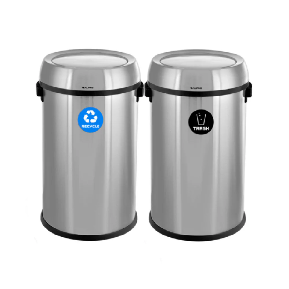 Alpine Industries ALP470-65L-1-R-T 17 Gallon Recycling Receptacle and Trash Compost Stainless Steel ADA Compliant Alpine Industries ALP470-65L-1-R-T 17 Gallon Recycling Receptacle and Trash Compost Stainless Steel ADA Compliant