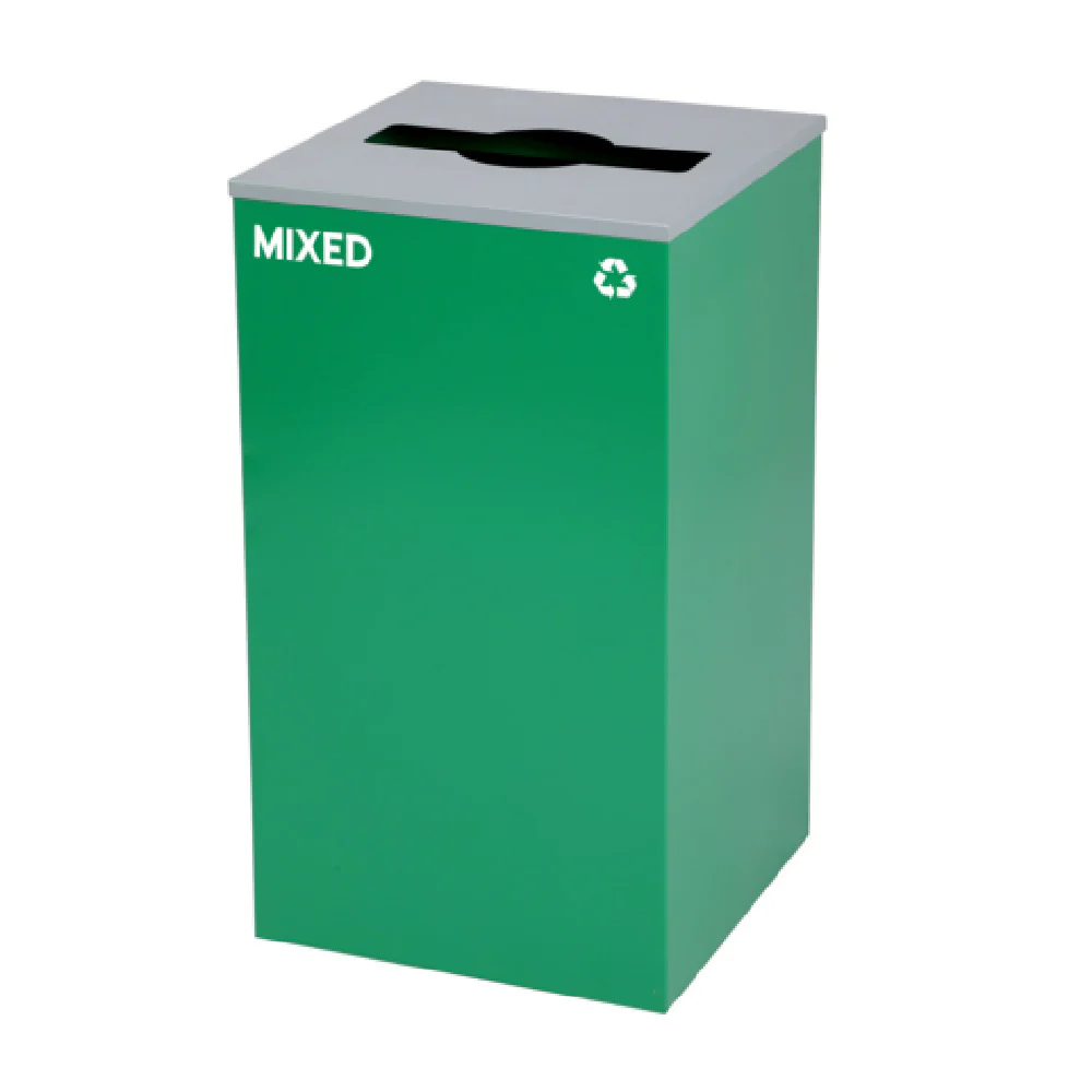 Alpine Industries ALP4450-KIT-GRN-M-MIX 16 Inch Recycling Bin Green Metal with Opening Lid