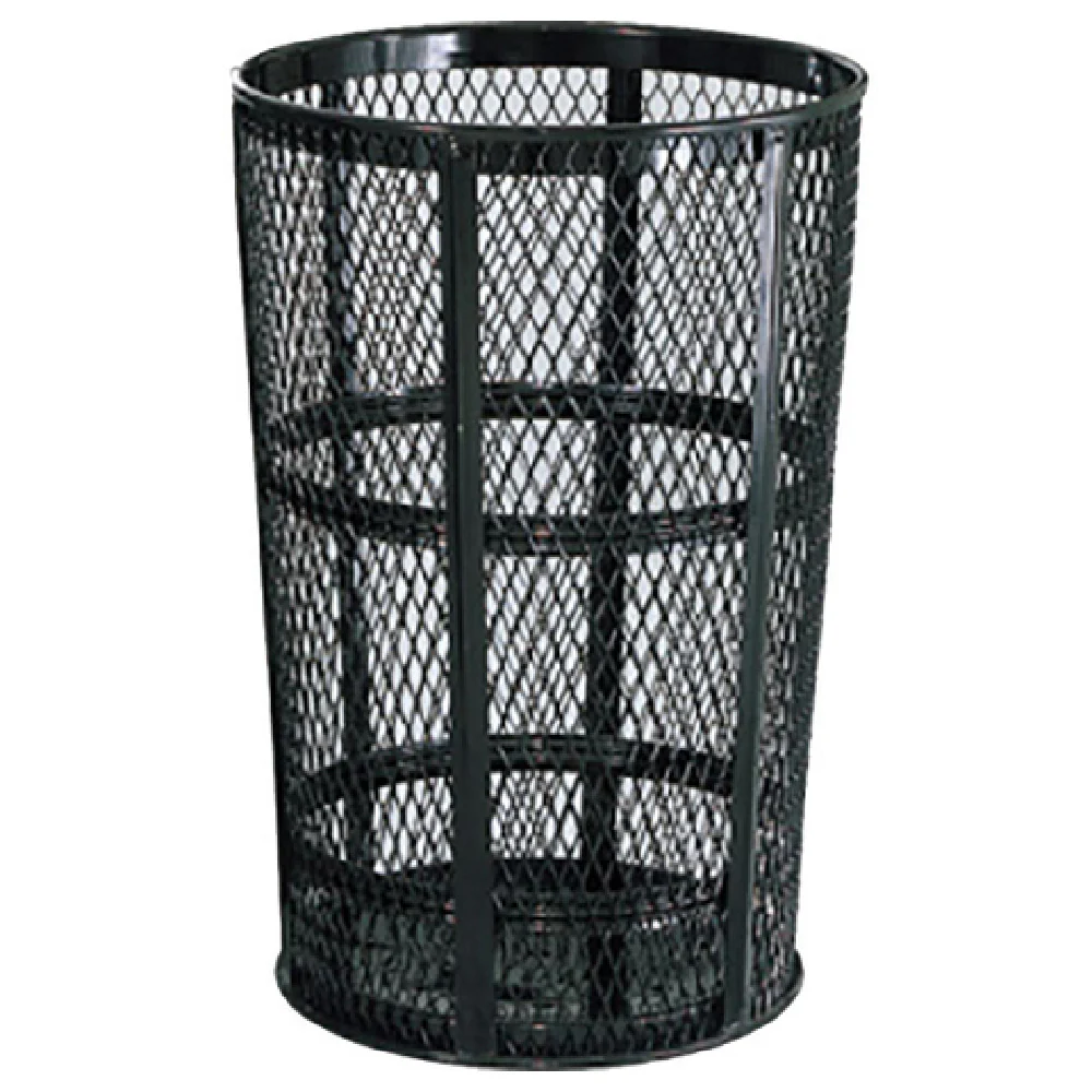 Rubbermaid Commercial Products FGSBR52BK 24 Inch Outdoor Trash Receptacle with Black Steel Finish