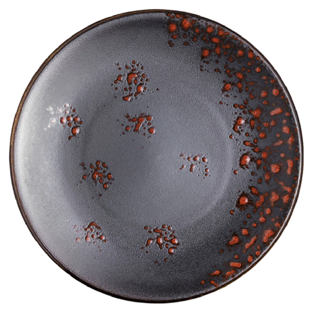 Vertex China LMC-C16 10 Inch Coupe Plate Hand Painted Porcelain Matte Black Terra Cotta Vertex China LMC-C16 10 Inch Coupe Plate Hand Painted Porcelain Matte Black Terra Cotta
