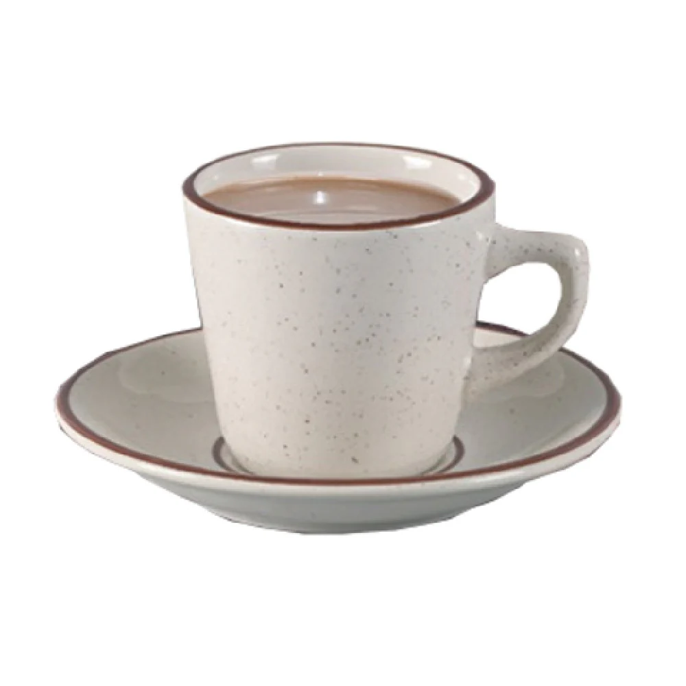 Yanco BR-1 7 Oz Brown Speckled Cup Ceramic Dishwasher Microwave Safe 3-3/4 Inch