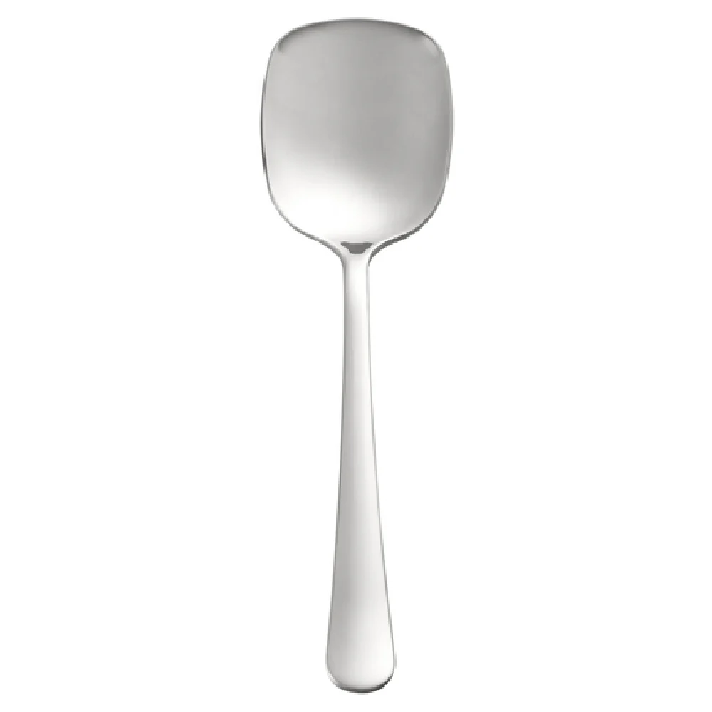 CAC China SSLS-8F 8-1/2 Inch Flat Edge Serving Spoon Heavy-weight Stainless Steel Mirror Finish