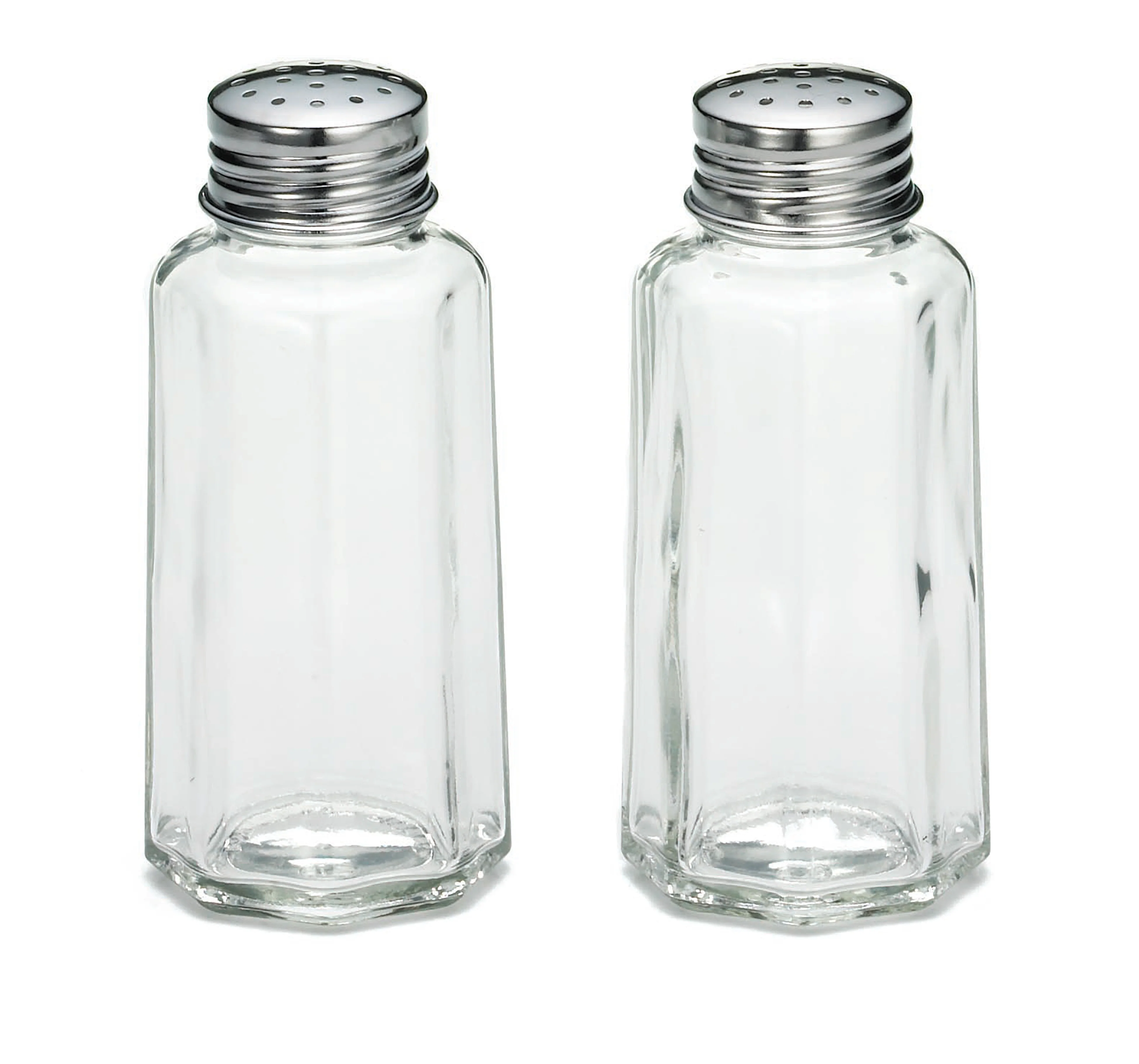 Tablecraft 157S&P 2 Oz Paneled Glass Salt Pepper Shaker with Stainless Steel Top