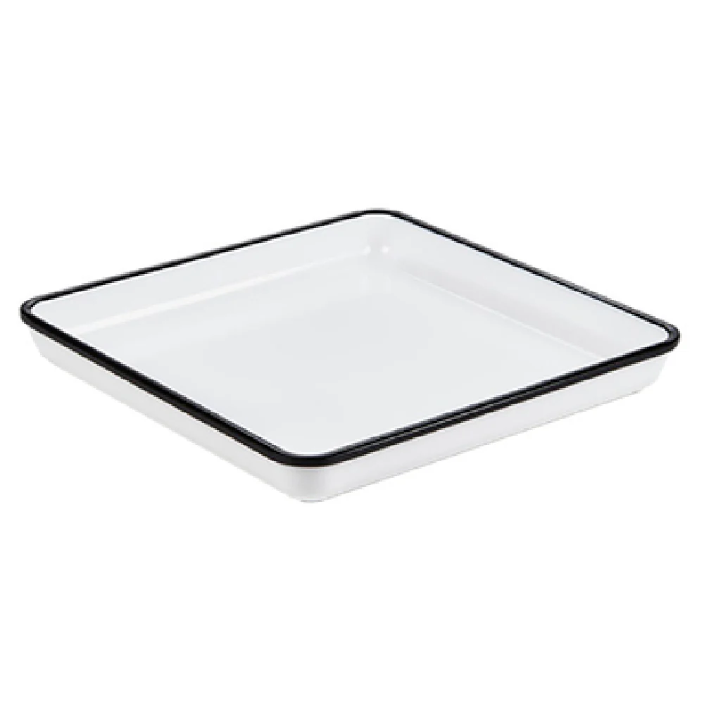 American Metalcraft MRSW9 9-7/8 Inch Square Platter Break-resistant Melamine White with Black Rim American Metalcraft MRSW9 9-7/8 Inch Square Platter Break-resistant Melamine White with Black Rim