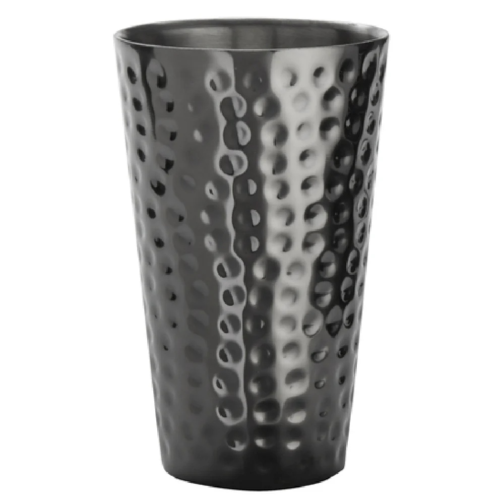 American Metalcraft HMTB16 16 Oz. Double Wall Hammered Tumbler Stainless Steel Black