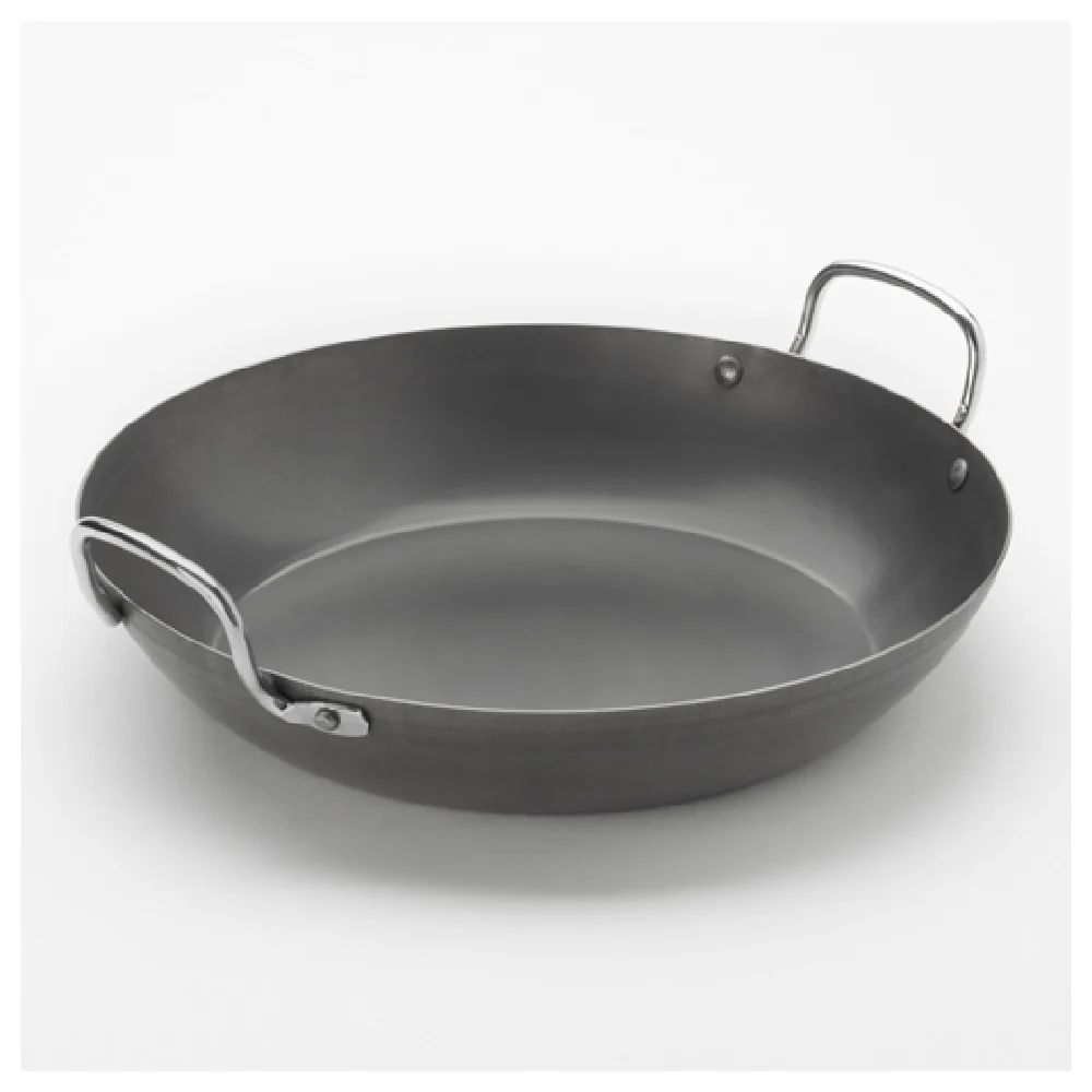 American Metalcraft BSPP12 14.2 Inch Paella Pan 126 Oz Round Black Steel