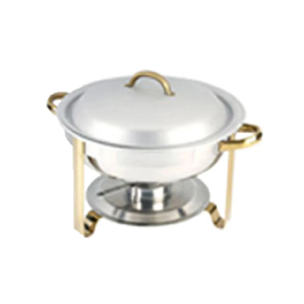 Admiral Craft GRY-4 4 Qt Round Lift-off Canned Heat Chafing Dish Stainless Steel Gold Plated Handles Admiral Craft GRY-4 4 Qt Round Lift-off Canned Heat Chafing Dish Stainless Steel Gold Plated Handles
