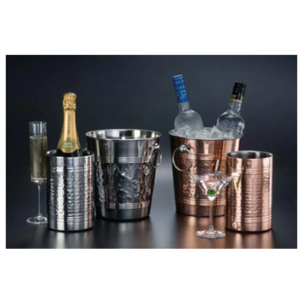 American Metalcraft SW4C 4-3/4 Inch Copper Plated Wine Cooler with Hammered Finish