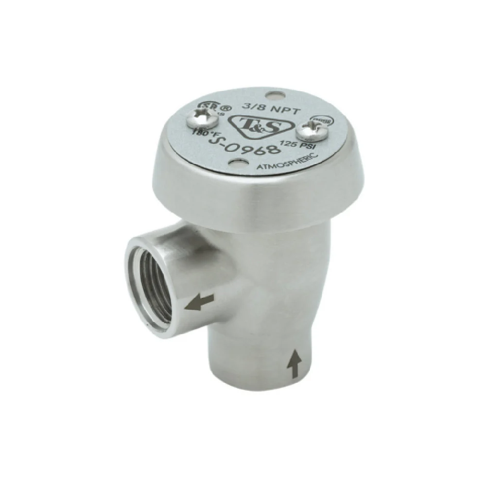 T&S Brass S-0968 3/8 Inch NPT Atmospheric Vacuum Breaker Stainless Steel and Brushed Finish