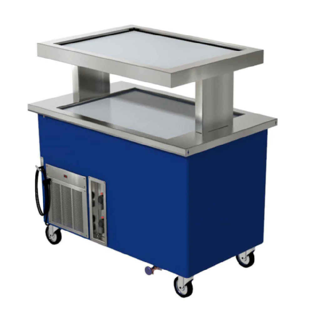 Delfield KFTS2-64-NUP 64 Inch Dual Tiered Mobile Serving Counter with Stainless Steel