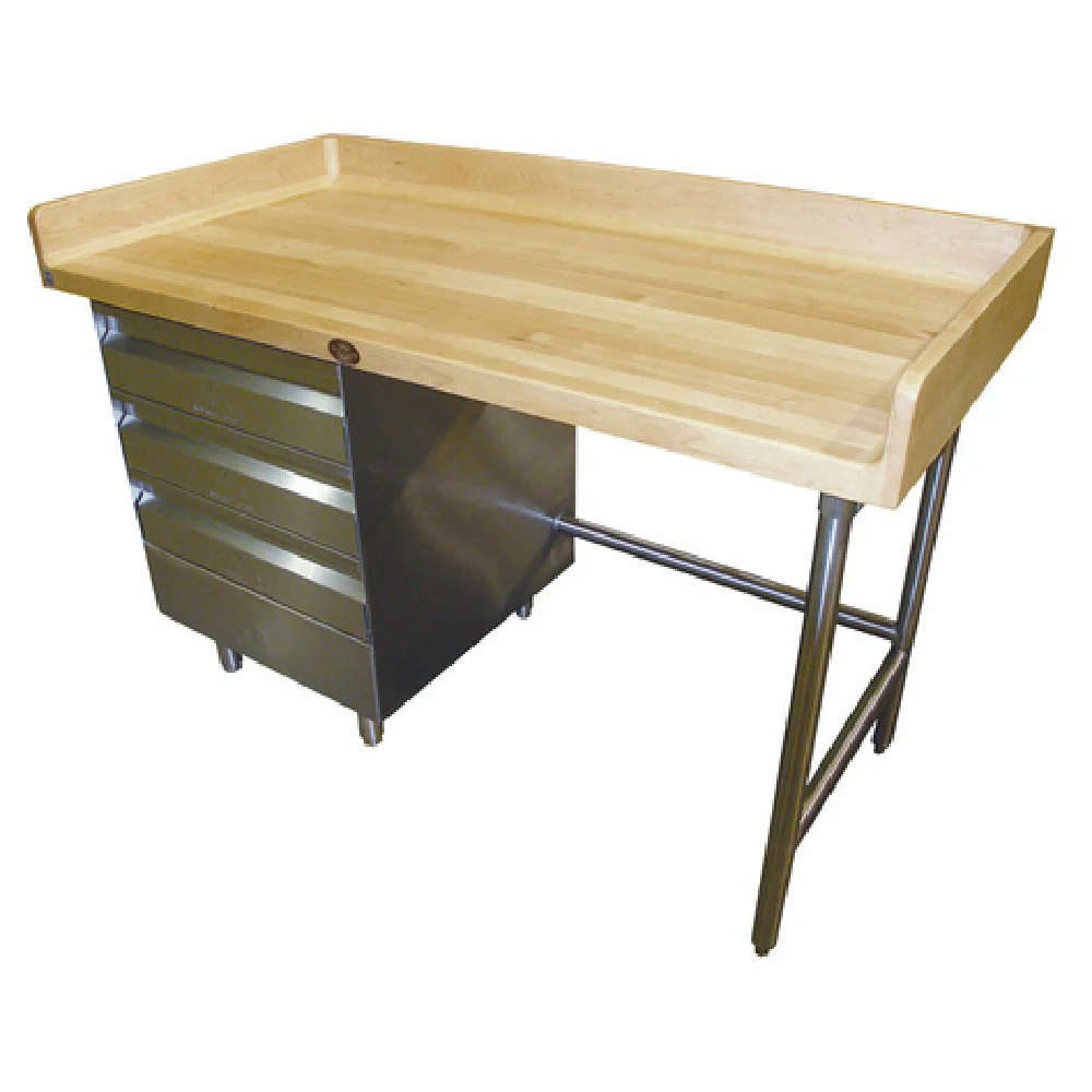 Advance Tabco BGT-308L 96 Inch Bakers Top Work Table with 3 Tier Drawer Storage