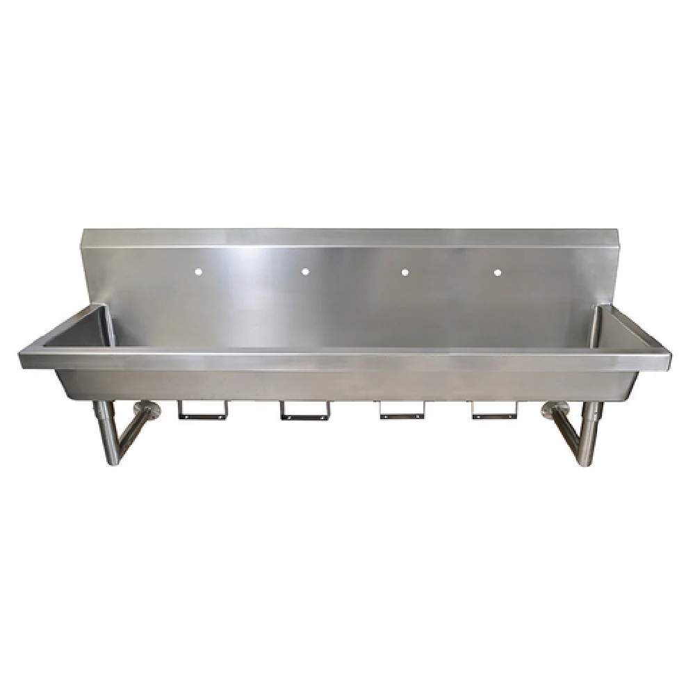 BK Resources MSHS-96W1B 96 Inch Four Station Handwash Sink Wall Mounted Stainless Steel BK Resources MSHS-96W1B 96 Inch Four Station Handwash Sink Wall Mounted Stainless Steel