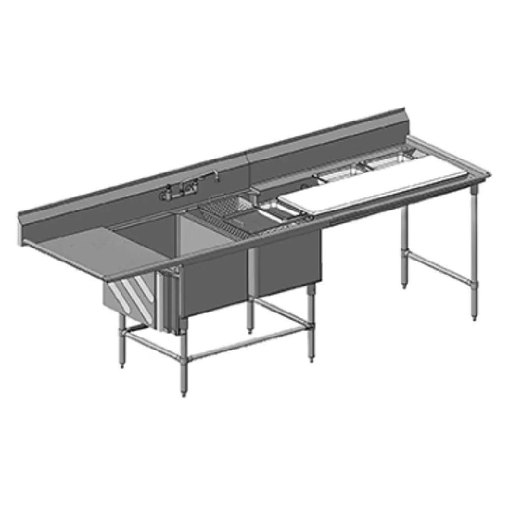 Eagle FNP2840-2-18L-48TR 110 Inch Two Compartment Prep Sink Stainless Steel with Drainboard Eagle FNP2840-2-18L-48TR 110 Inch Two Compartment Prep Sink Stainless Steel with Drainboard