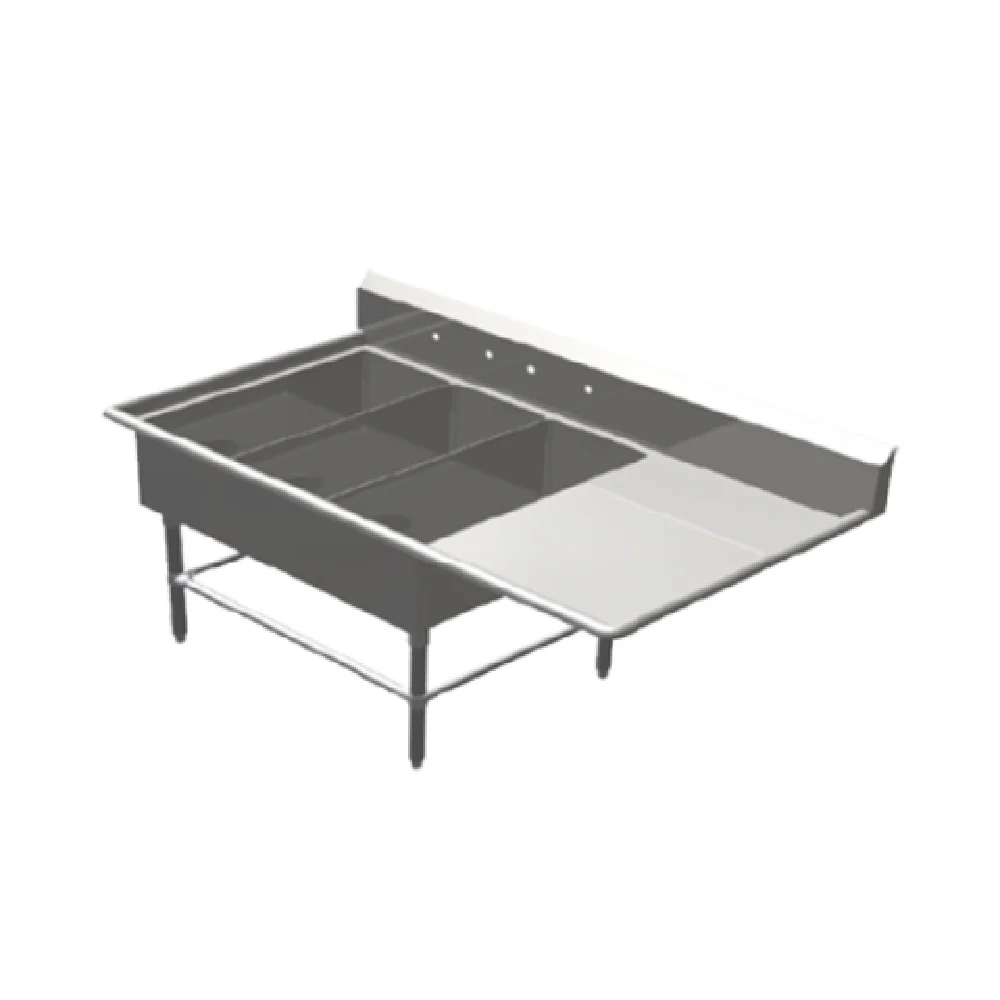John Boos 43PB14314-1D18R 64 Inch Pro-Bowl Platter Sink Stainless Steel with 3 Compartments John Boos 43PB14314-1D18R 64 Inch Pro-Bowl Platter Sink Stainless Steel with 3 Compartments