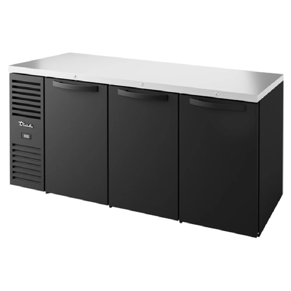 True Refrigeration TBR92-RISZ1-L-B-SSSS-1 92 Inch Refrigerated Back Bar Cooler Black Powder Coated Stainless Steel with Locking Doors True Refrigeration TBR92-RISZ1-L-B-SSSS-1 92 Inch Refrigerated Back Bar Cooler Black Powder Coated Stainless Steel with Locking Doors