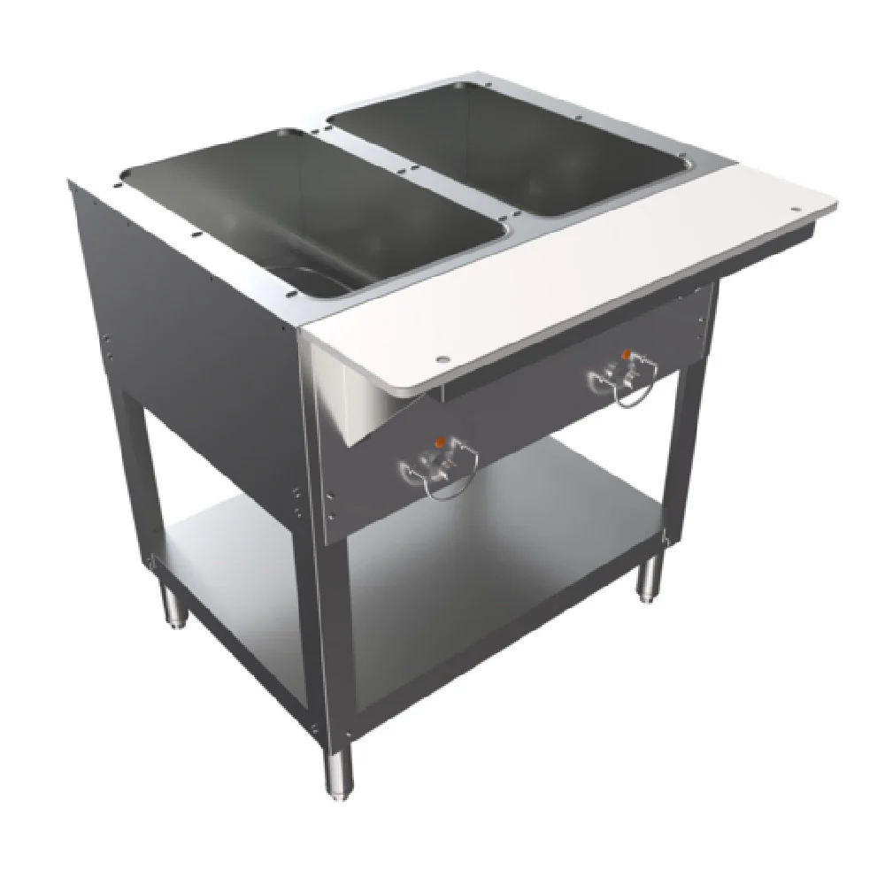 BK Resources ST-2 20 Inch Electric Steam Table Open Well 2-pan Stainless Steel