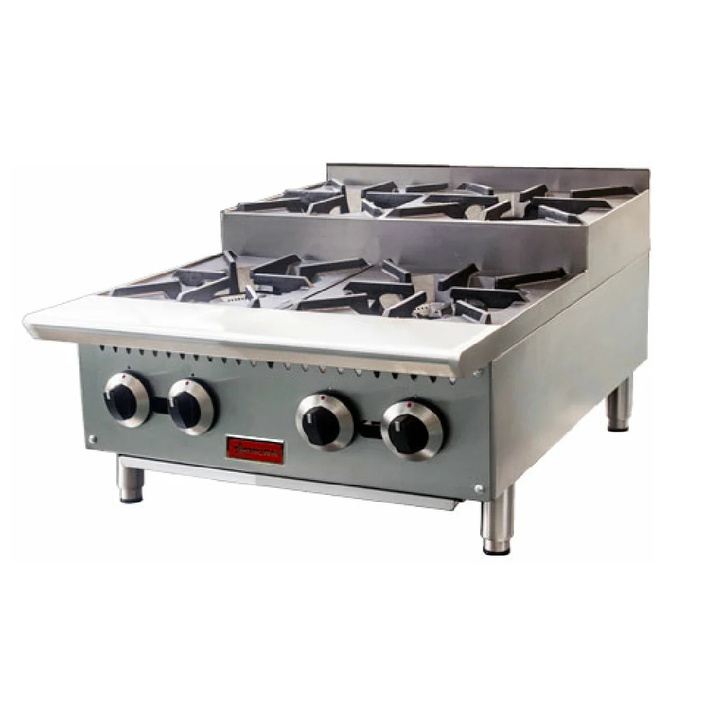Omcan 47383 24 Inch Gas Hotplate Countertop with 4 Burners 104000 BTU
