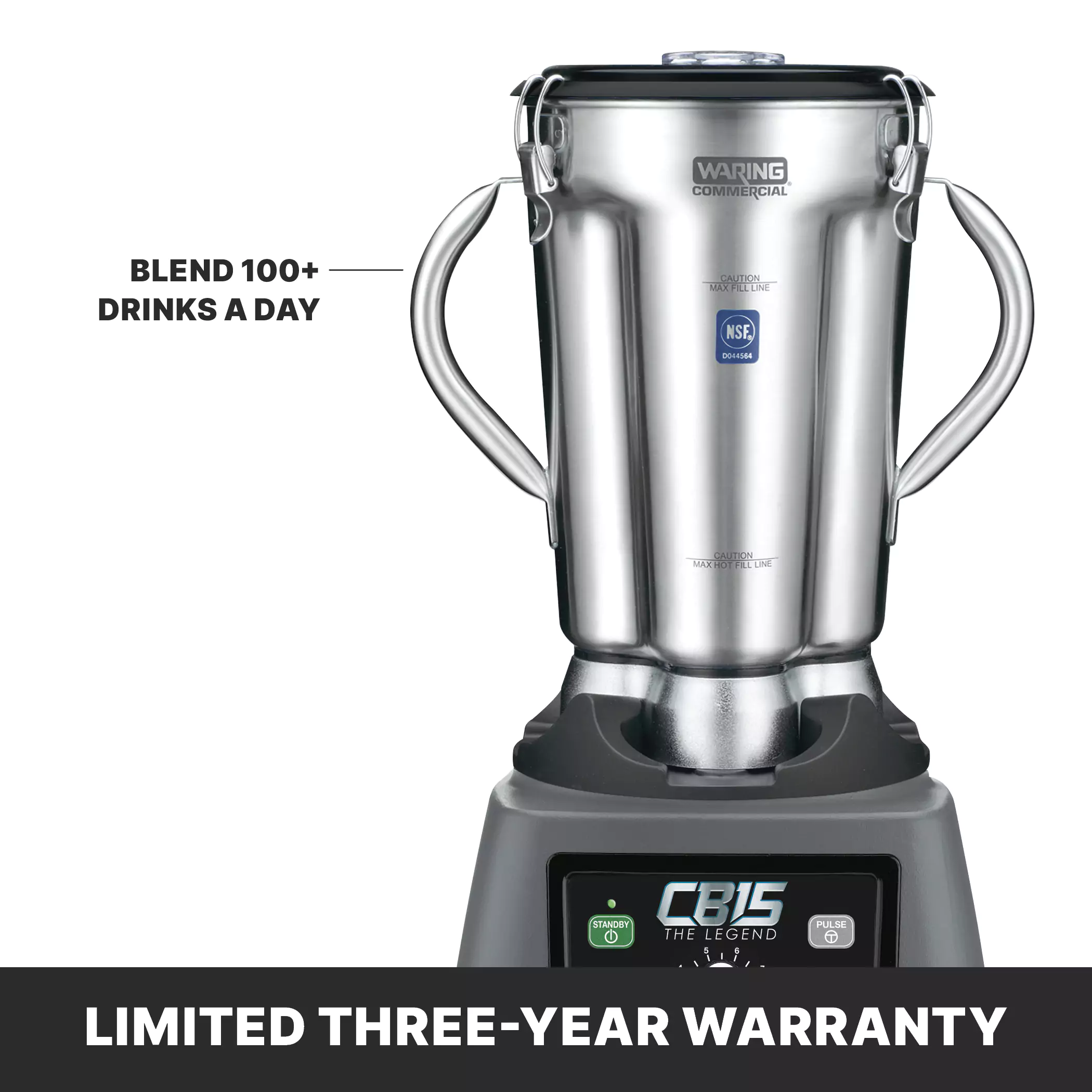 Waring CB15VAL 15 Inch Electric Commercial Blender 4 Liter Stainless Steel with Variable Speed Waring CB15VAL 15 Inch Electric Commercial Blender 4 Liter Stainless Steel with Variable Speed