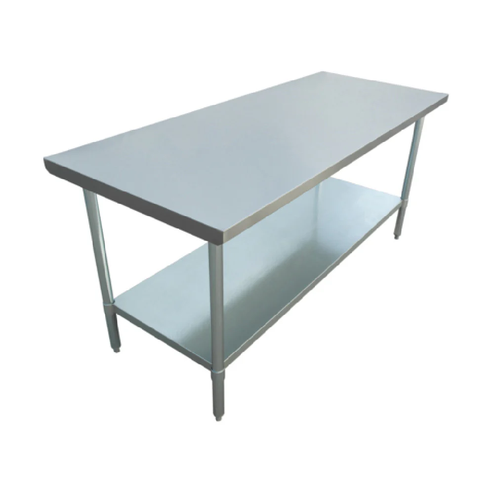 Admiral Craft WT-3072-E 72 Inch Commercial Work Table Adjustable Undershelf Galvanized Base Stainless Steel